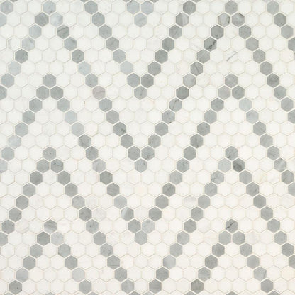 MSI Bianco Dolomite Sazi (1" Hexagon Pieces) 12.25" x 12.25" Polished Marble Mosaic Tile
