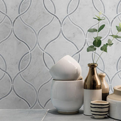 MSI Carrara White Ellipsis (0.64 Square Feet Per Piece) Polished Marble Mosaic Tile