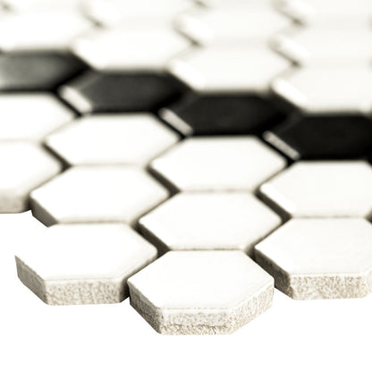 MSI White And Black Hive Pattern 11.75" x 12" Matte Porcelain Mosaic Tile