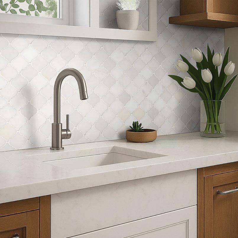 MSI Greecian White Arabesque 12" x 12" Polished Marble Mosaic Tile