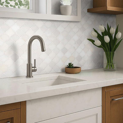 MSI Greecian White Arabesque 12" x 12" Polished Marble Mosaic Tile