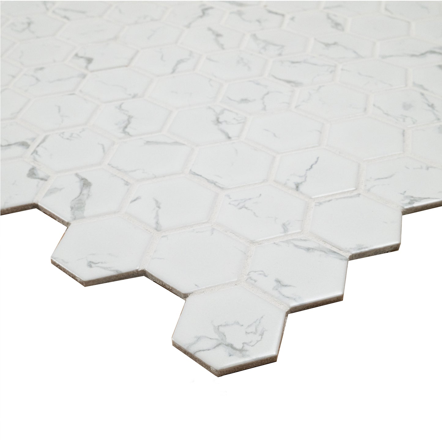 MSI Carrara Hexagon (2" Pieces) 12" x 12" Matte Porcelain Mosaic Tile