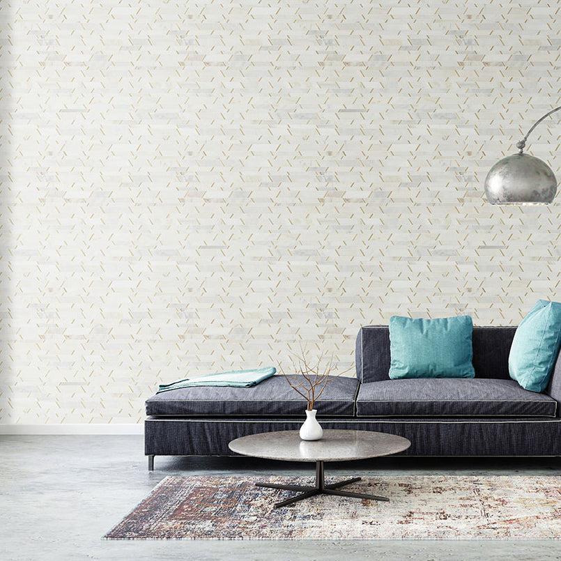 MSI Metro Gold Pattern 12" x 12.25" Mixed Finish Marble & Metal Mosaic Tile