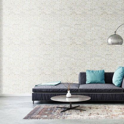 MSI Metro Gold Pattern 12" x 12.25" Mixed Finish Marble & Metal Mosaic Tile