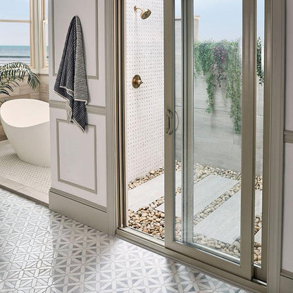 MSI Bianco Dolomite Crema Dotty Grey Pattern 12.25" x 12.5" Polished Marble Mosaic Tile