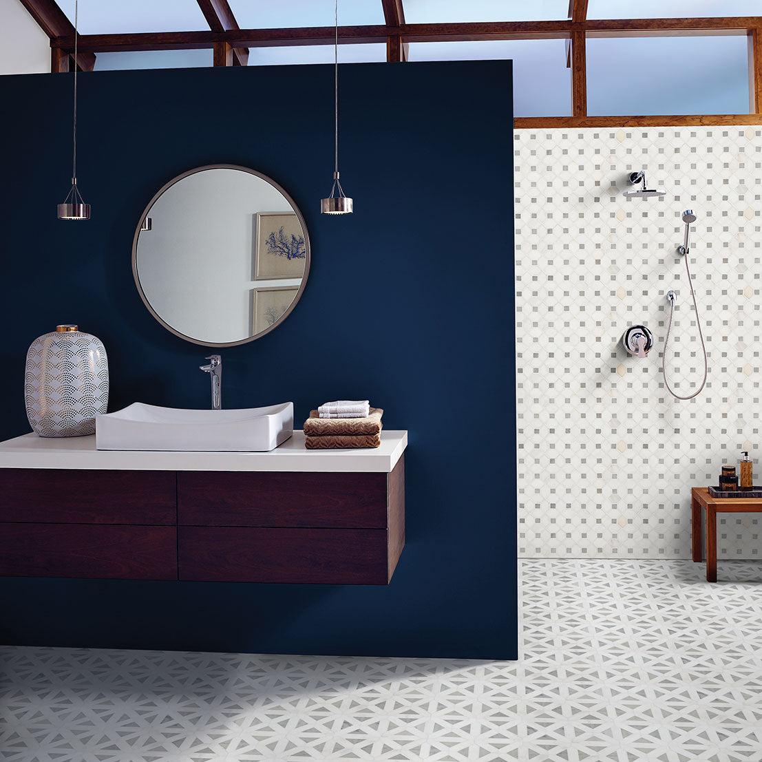 MSI Bianco Dolomite Geometrica 12" x 12" Polished Marble Mosaic Tile