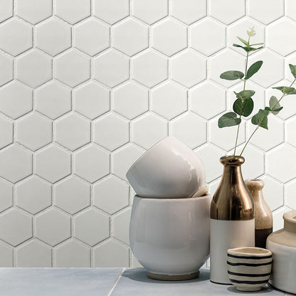 MSI White Matte Hexagon (2" Pieces) 11.75" x 11.75" Matte Porcelain Mosaic Tile