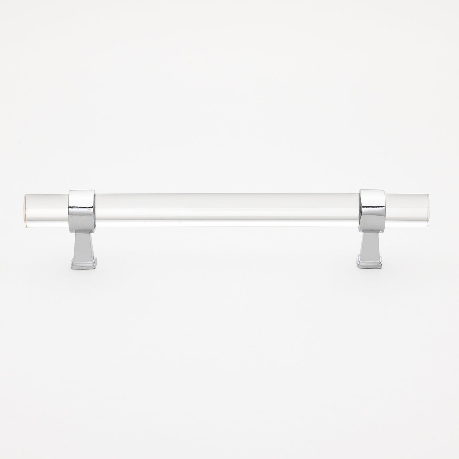 5 1/16" (128mm) Center to Center Metal Base And Clear Acrylic Cabinet Handle