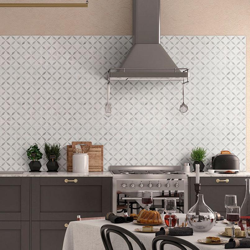 MSI Bianco Starlite Geometric 12" x 12" Polished Marble Mosaic Tile