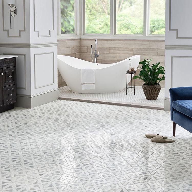 MSI Bianco Dolomite Crema Dotty Grey Pattern 12.25" x 12.5" Polished Marble Mosaic Tile