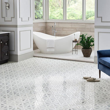 MSI Bianco Dolomite Crema Dotty Grey Pattern 12.25" x 12.5" Polished Marble Mosaic Tile