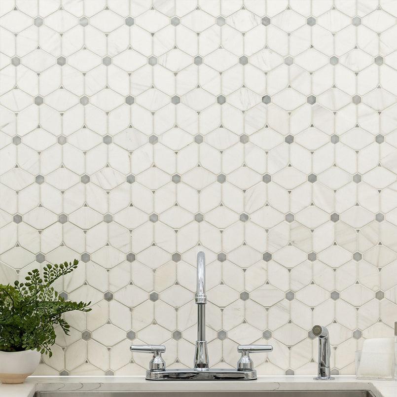 MSI Cecily Grigio 11.5" x 11.75" Polished Marble Mosaic Tile