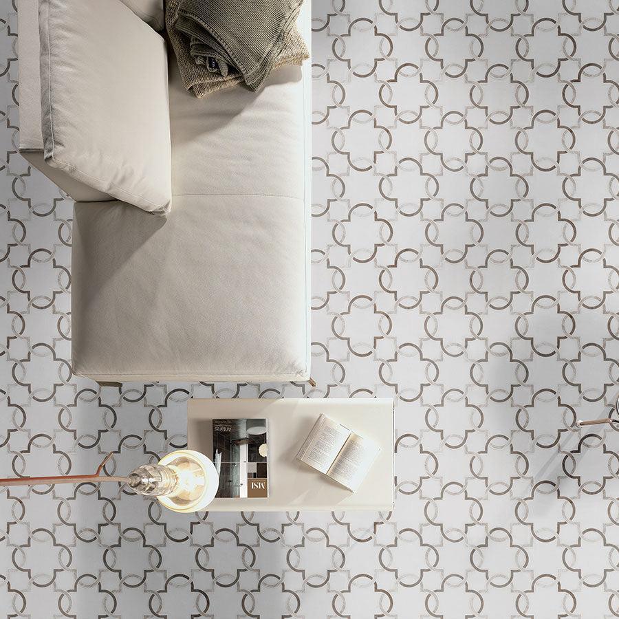 MSI Bianco Quatrefoil 12" x 12" Polished Marble Mosaic Tile