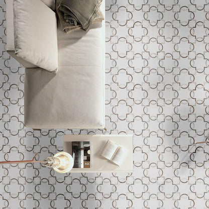 MSI Bianco Quatrefoil 12" x 12" Polished Marble Mosaic Tile