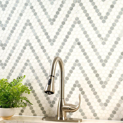 MSI Bianco Dolomite Sazi (1" Hexagon Pieces) 12.25" x 12.25" Polished Marble Mosaic Tile
