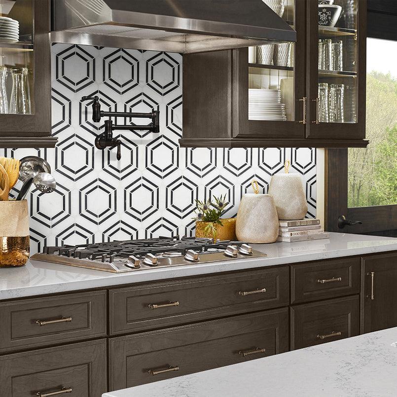 MSI Georama Nero 12" x 12" Polished Marble Mosaic Tile