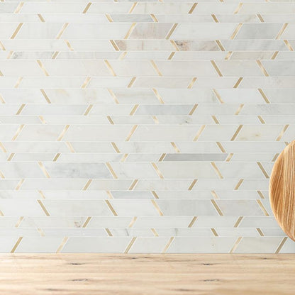 MSI Metro Gold Pattern 12" x 12.25" Mixed Finish Marble & Metal Mosaic Tile