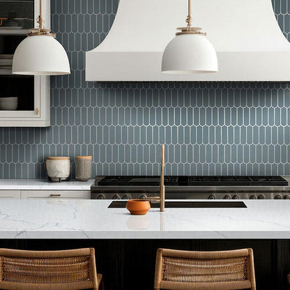 MSI Cielo Azul Scallop 12" x 12" Polished Porcelain Mosaic Tile