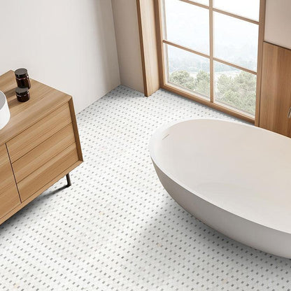 MSI Bianco Dolomite Crema Dotty Grey Pattern 12.25" x 12.5" Polished Marble Mosaic Tile