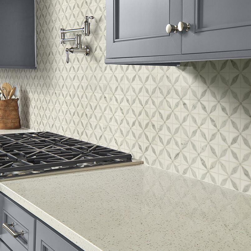 MSI Bianco Starlite Geometric 12" x 12" Polished Marble Mosaic Tile