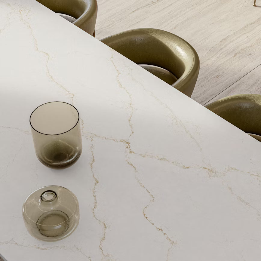 Cosentino Silestone Le Chic Collection Blanc Élyseé 128" x 62" Polished Quartz Slab