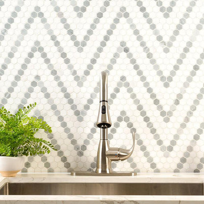 MSI Bianco Dolomite Sazi (1" Hexagon Pieces) 12.25" x 12.25" Polished Marble Mosaic Tile