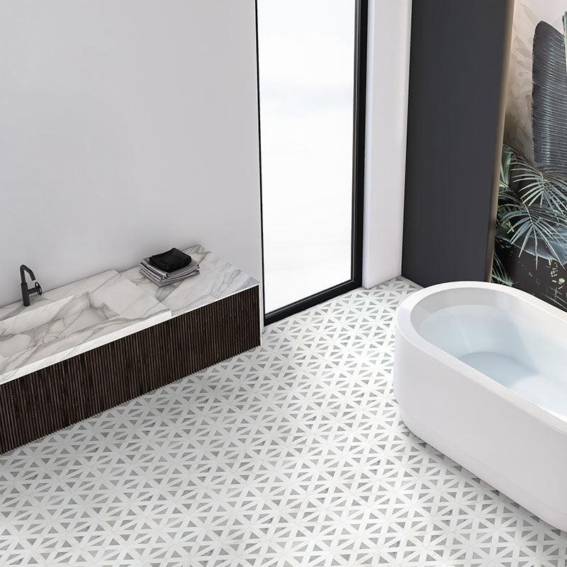 MSI Bianco Dolomite Geometrica 12" x 12" Polished Marble Mosaic Tile