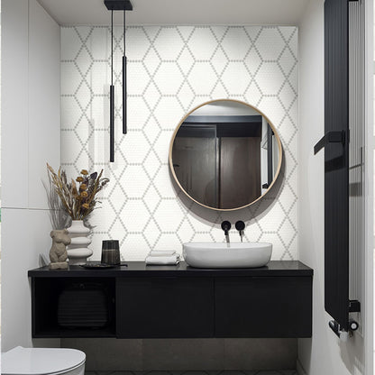 MSI White And Gray Hive Pattern 11.75" x 12" Matte Porcelain Mosaic Tile