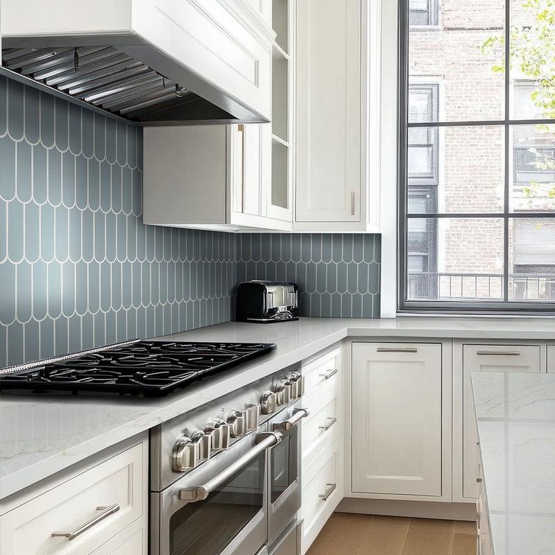 MSI Cielo Azul Scallop 12" x 12" Polished Porcelain Mosaic Tile
