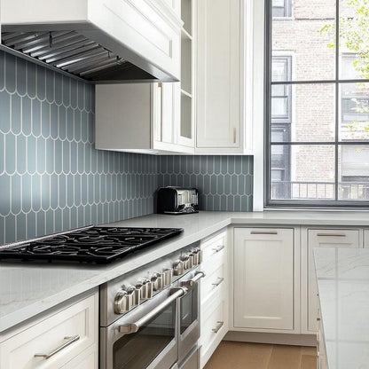 MSI Cielo Azul Scallop 12" x 12" Polished Porcelain Mosaic Tile