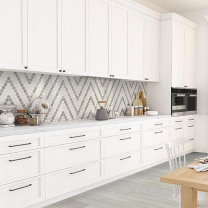 MSI Bianco Dolomite Sazi (1" Hexagon Pieces) 12.25" x 12.25" Polished Marble Mosaic Tile