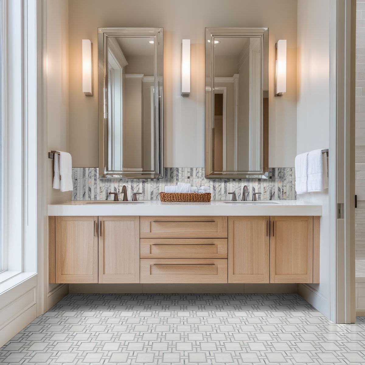 MSI Bianco Dolomite Alana 12" x 12" Polished Marble Mosaic Tile