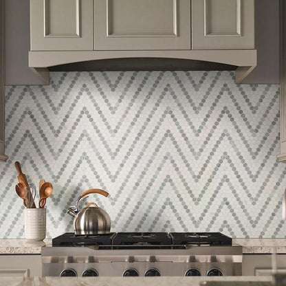 MSI Bianco Dolomite Sazi (1" Hexagon Pieces) 12.25" x 12.25" Polished Marble Mosaic Tile