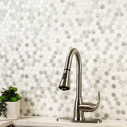 MSI Bianco Dolomite Tibi (1" Hexagon Pieces) 11.75" x 11.75" Polished Marble Mosaic Tile