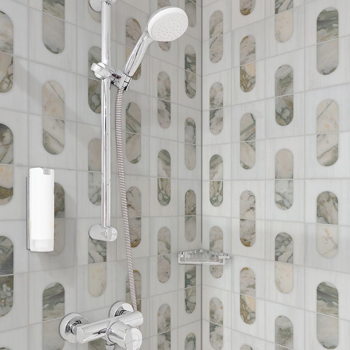 MSI Bianco Dolomite Moderno 11.75" x 12" Honed Marble Mosaic Tile