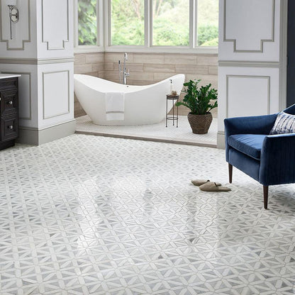 MSI Bianco Dolomite Geometrica 12" x 12" Polished Marble Mosaic Tile