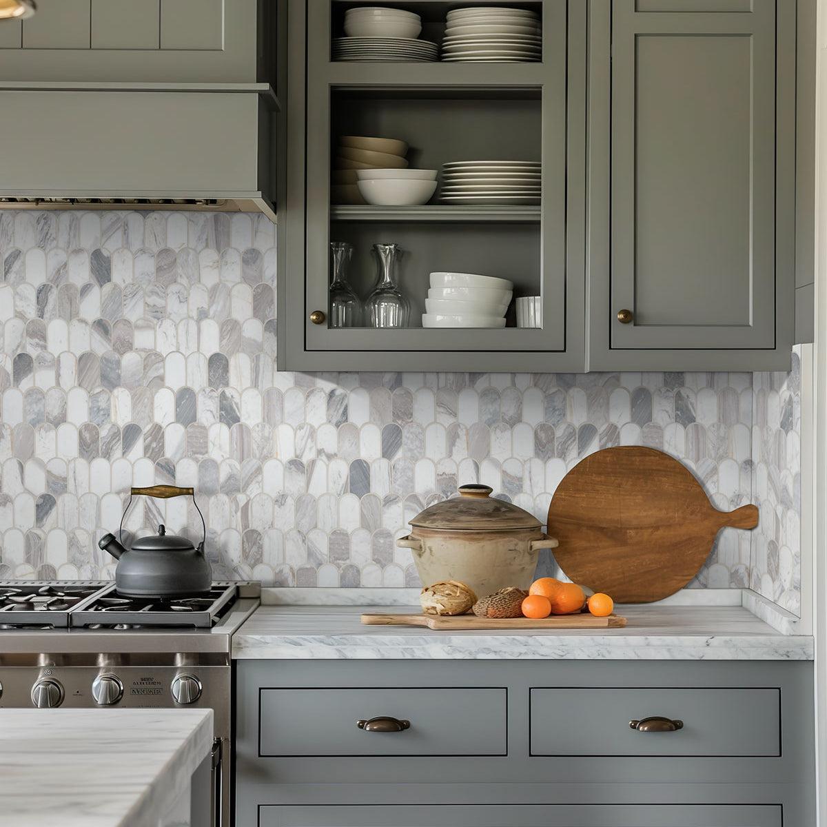 MSI Edessa Scallop 12.75" x 13" Polished Marble Mosaic Tile