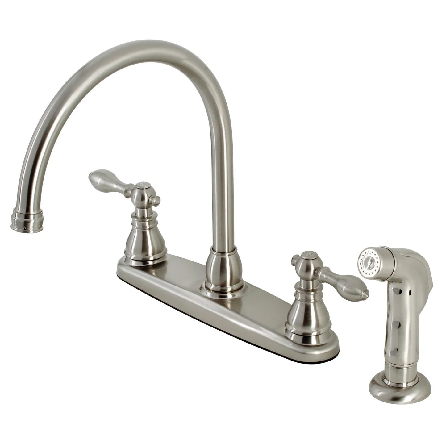 American Classic B Two-Handle 4-Hole Deck Mount 8" Centerset With Side Sprayer Kitchen Faucet