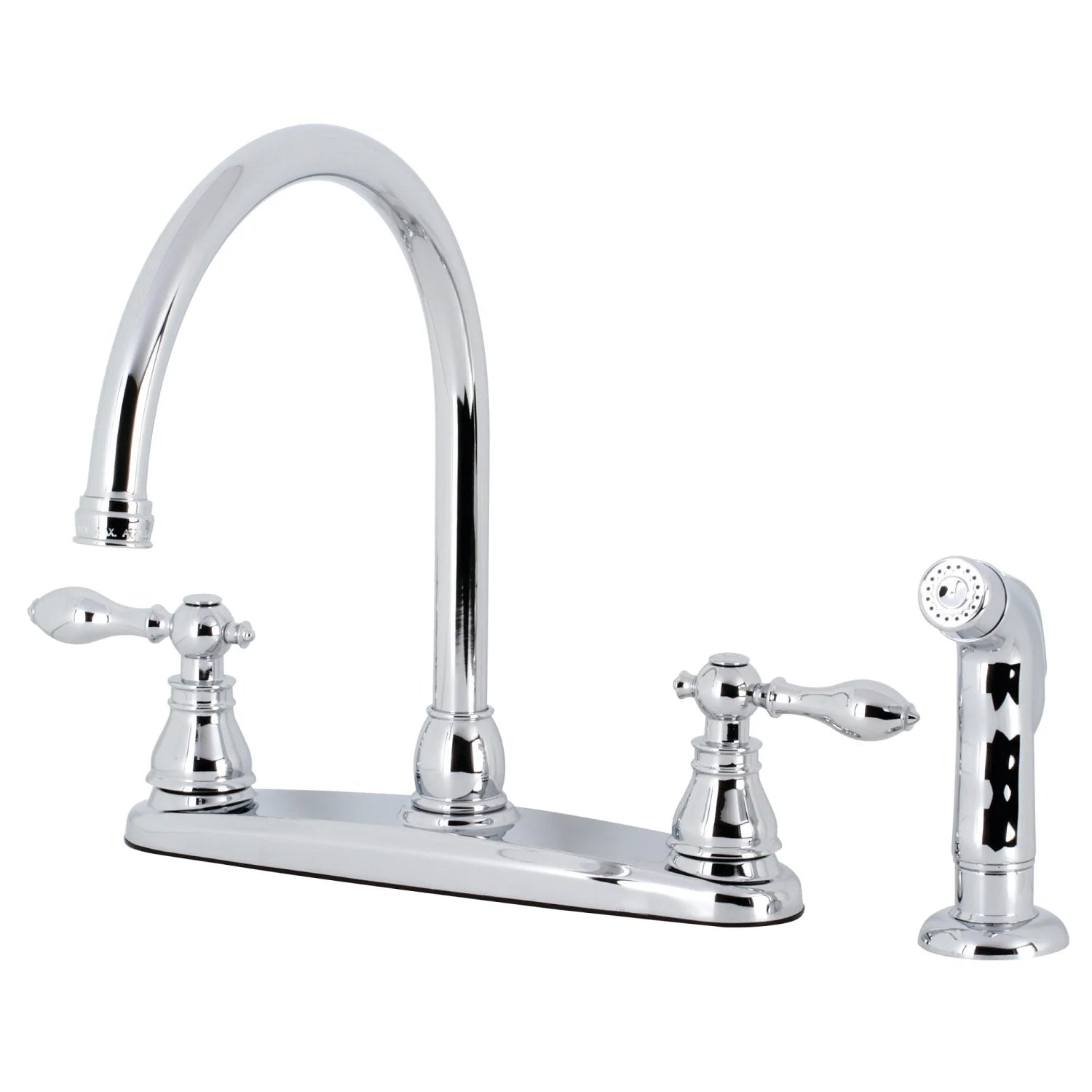 American Classic B Two-Handle 4-Hole Deck Mount 8" Centerset With Side Sprayer Kitchen Faucet