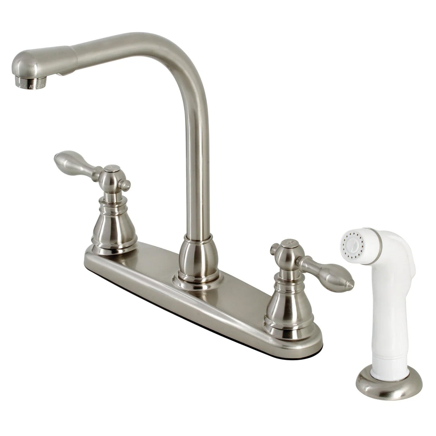 American Classic C Two-Handle 4-Hole Deck Mount 8" Centerset With White Side Sprayer Kitchen Faucet