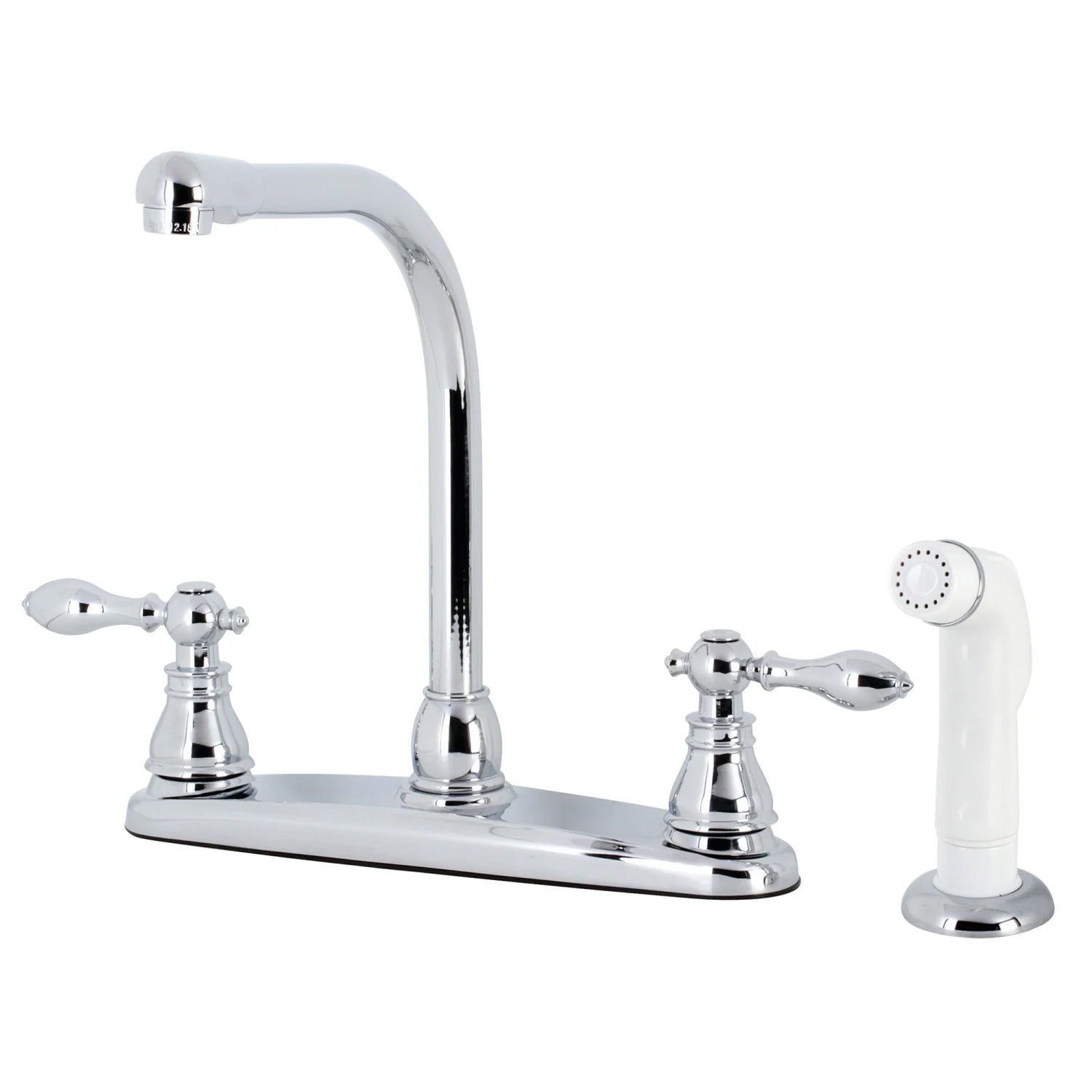 American Classic C Two-Handle 4-Hole Deck Mount 8" Centerset With White Side Sprayer Kitchen Faucet