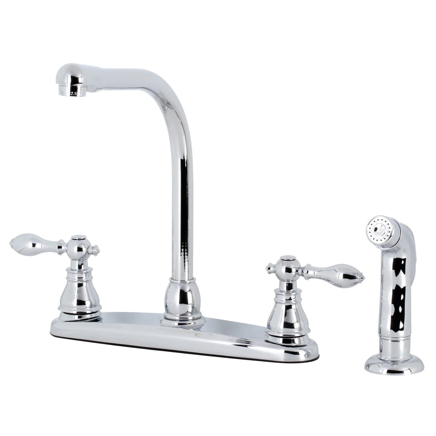 American Classic D Two-Handle 4-Hole Deck Mount 8" Centerset With Side Sprayer Kitchen Faucet