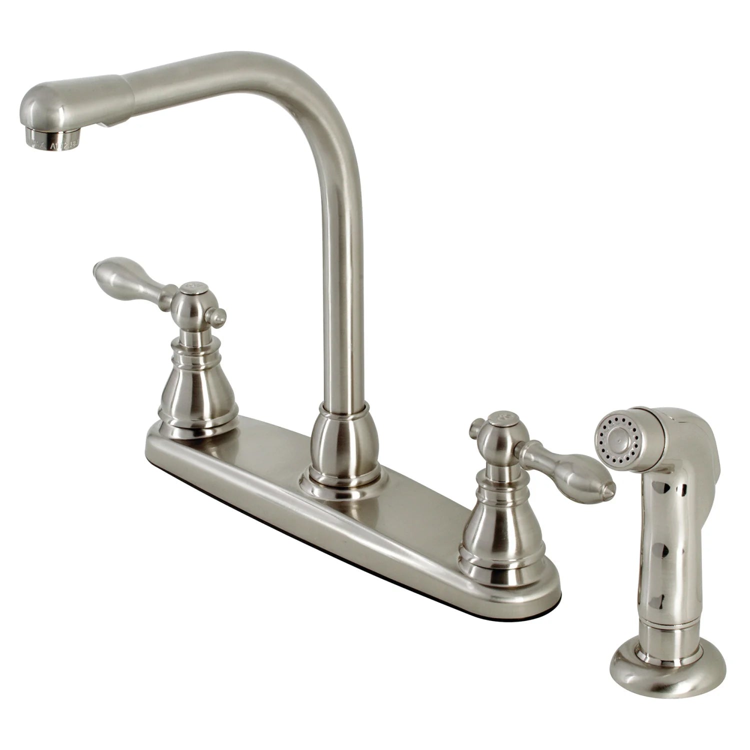 American Classic D Two-Handle 4-Hole Deck Mount 8" Centerset With Side Sprayer Kitchen Faucet