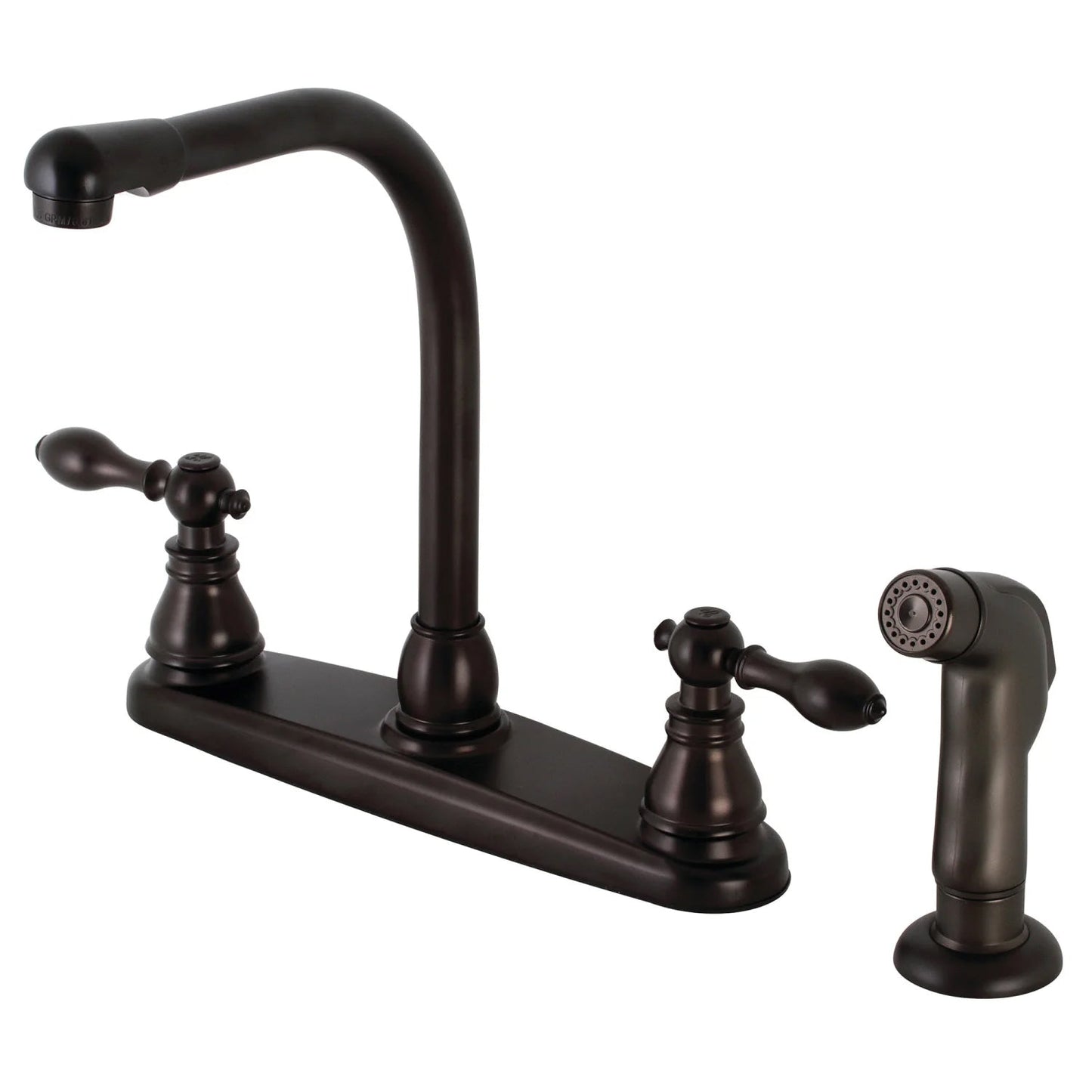 American Classic D Two-Handle 4-Hole Deck Mount 8" Centerset With Side Sprayer Kitchen Faucet