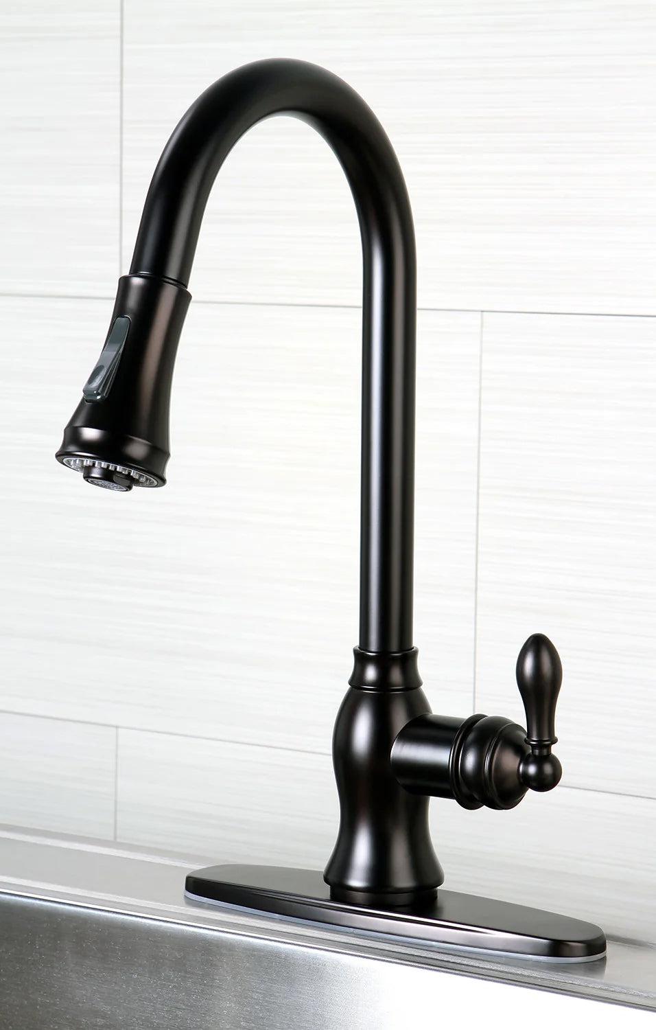 American Classic I Single-Handle 1-Hole/3-Hole Deck Mount Pull-Down Sprayer Kitchen Faucet