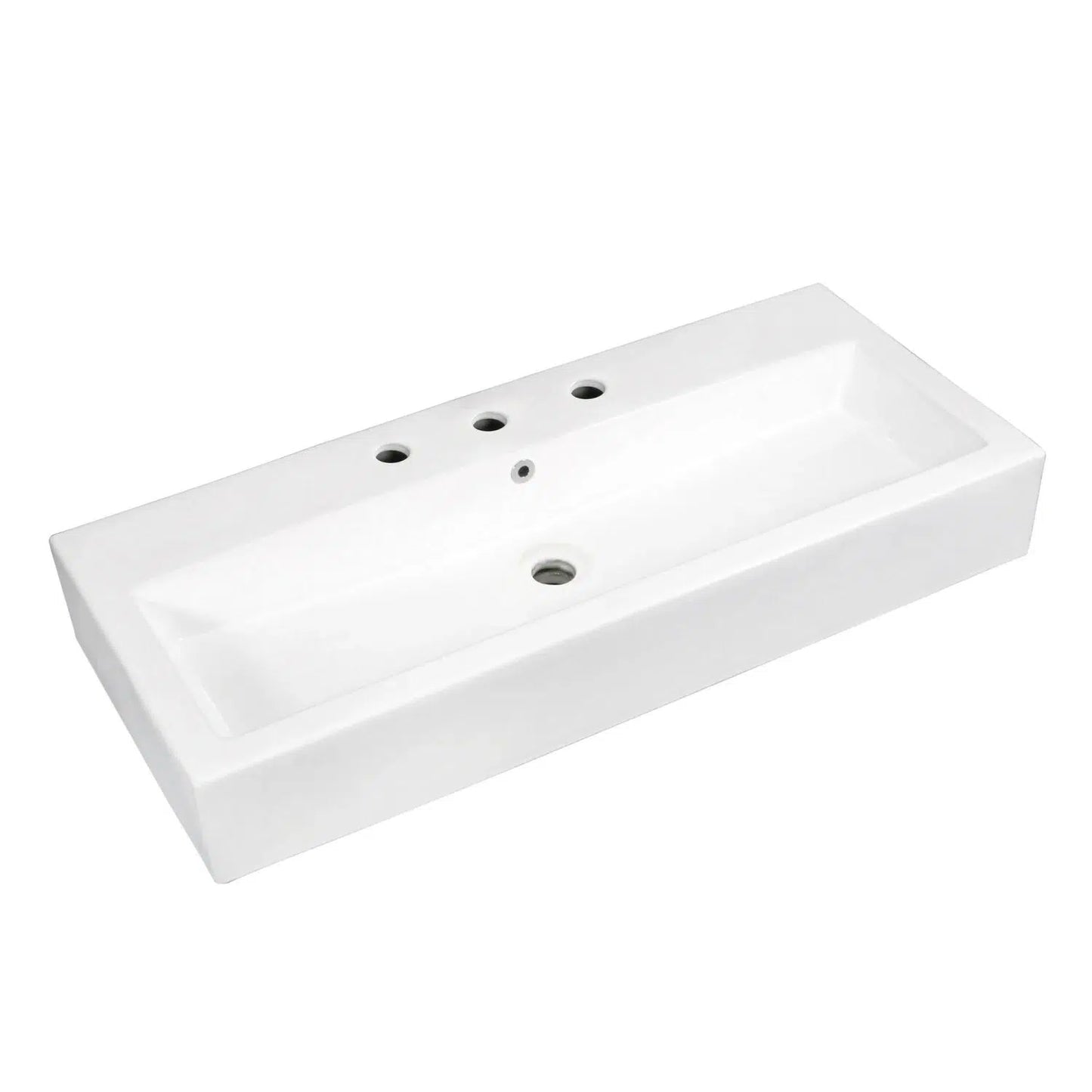 Anne Rectangular 8" Centers White Porcelain Vessel Sink