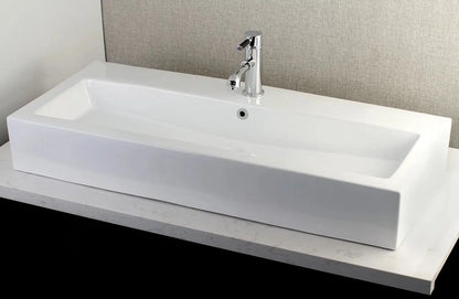 Anne Rectangular Single Hole White Porcelain Vessel Sink