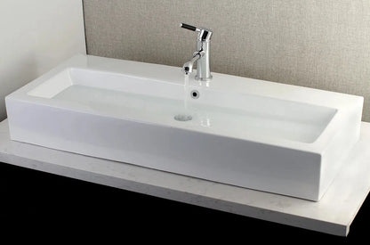 Anne Rectangular Single Hole White Porcelain Vessel Sink