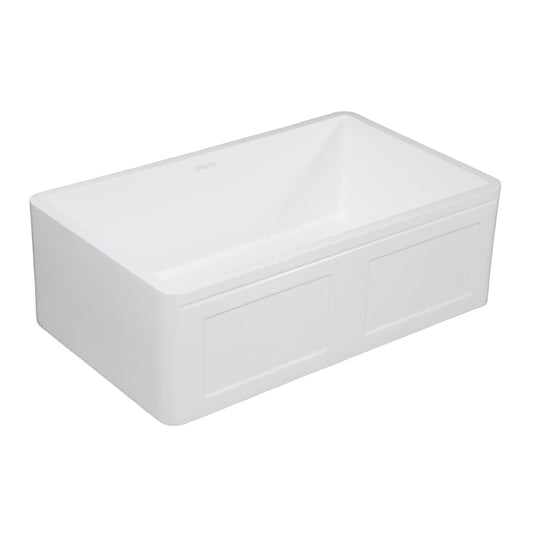 Arcticstone 30" x 18" x 9-9/16" Solid Surface Matte White Stone Apron-Front Single Bowl Undermount Farmhouse Kitchen Sink