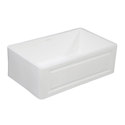 Arcticstone 30" x 18" x 9-9/16" Solid Surface Matte White Stone Apron-Front Single Bowl Undermount Farmhouse Kitchen Sink